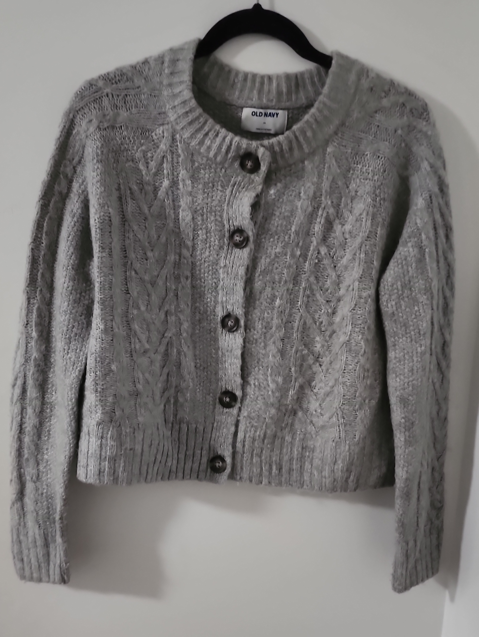 Old Navy Heather Gray Cable-Knit Button Cardigan